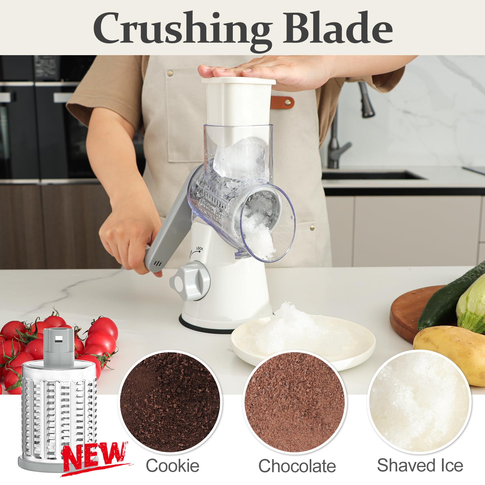 Cambom rallador rotativo con cuchilla media para texturas intermedias en verduras.