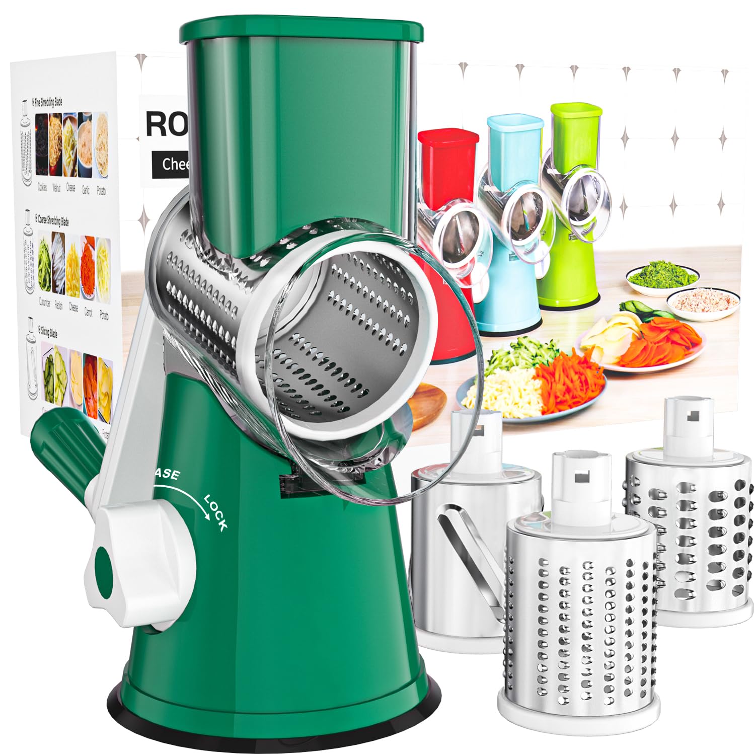 Rallador Cambom con giro manual rallando queso fresco con rapidez