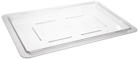Tapa plana Cambro 1218CCW para cajas de alimentos, mantiene la frescura y facilita el transporte.