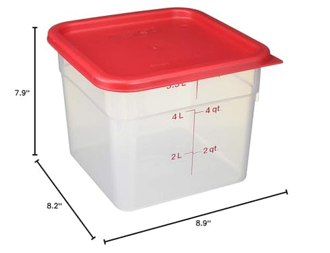 Cambro contenedor traslúcido 6 qt con tapa, apto para lavavajillas y uso diario