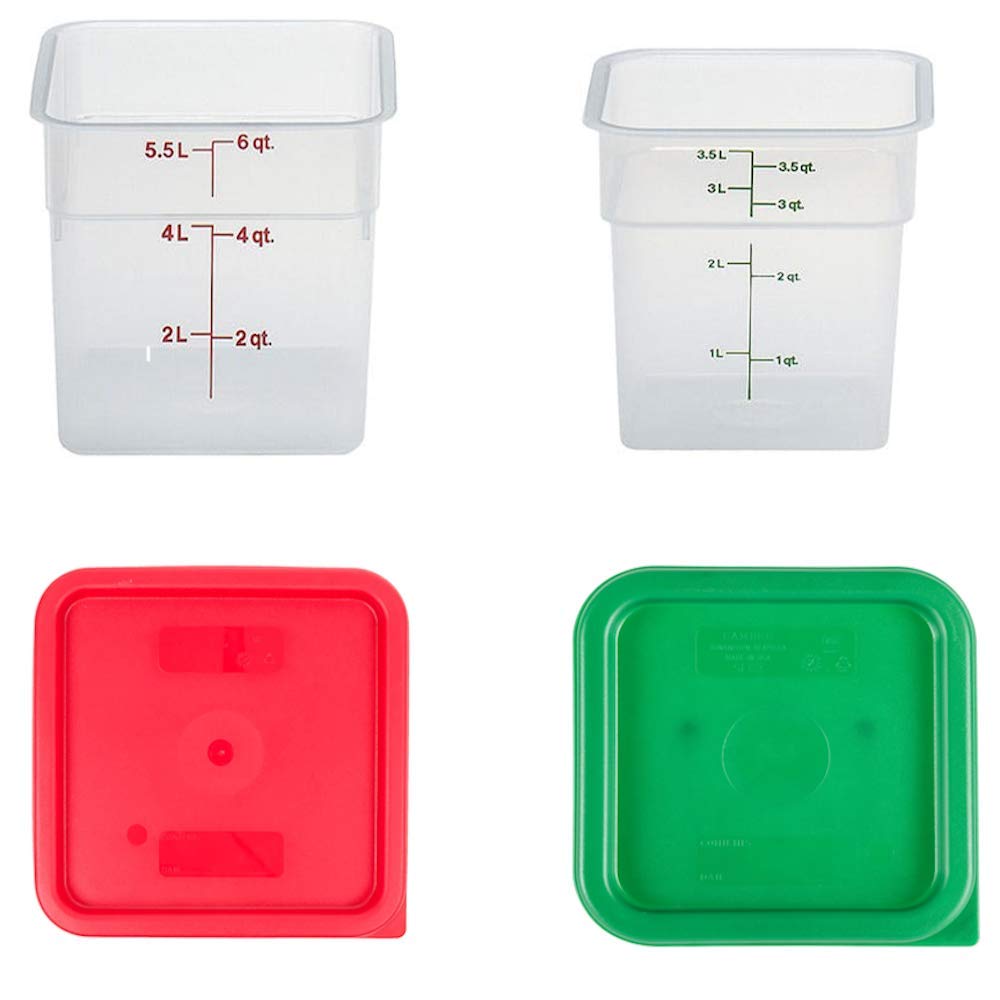 Cambro contenedores con tapas cuadrados para almacenamiento seguro y transporte de comidas