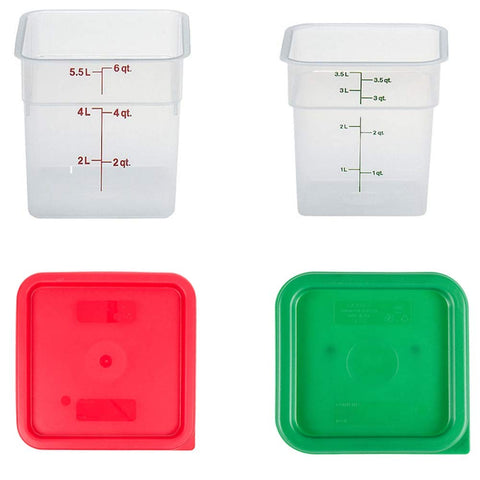 Cambro contenedores con tapas cuadrados para almacenamiento seguro y transporte de comidas