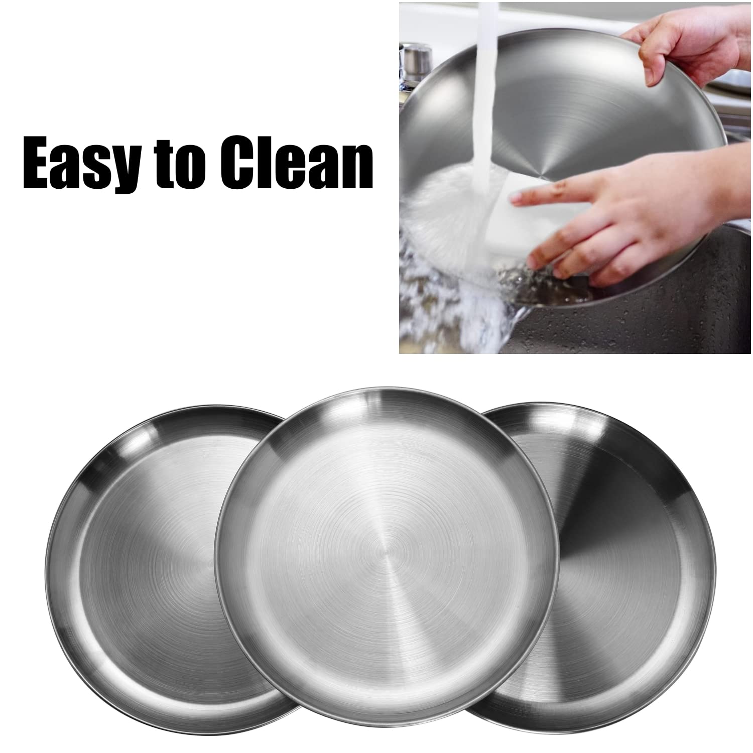 CAMBUY plato acero inoxidable 9 pulgadas para barbacoas y cenas al aire libre