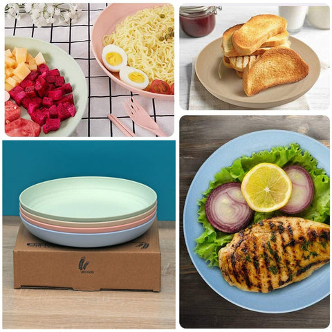 CAMBUY platos de paja de trigo 8 pulgadas, ideal para picnic al aire libre