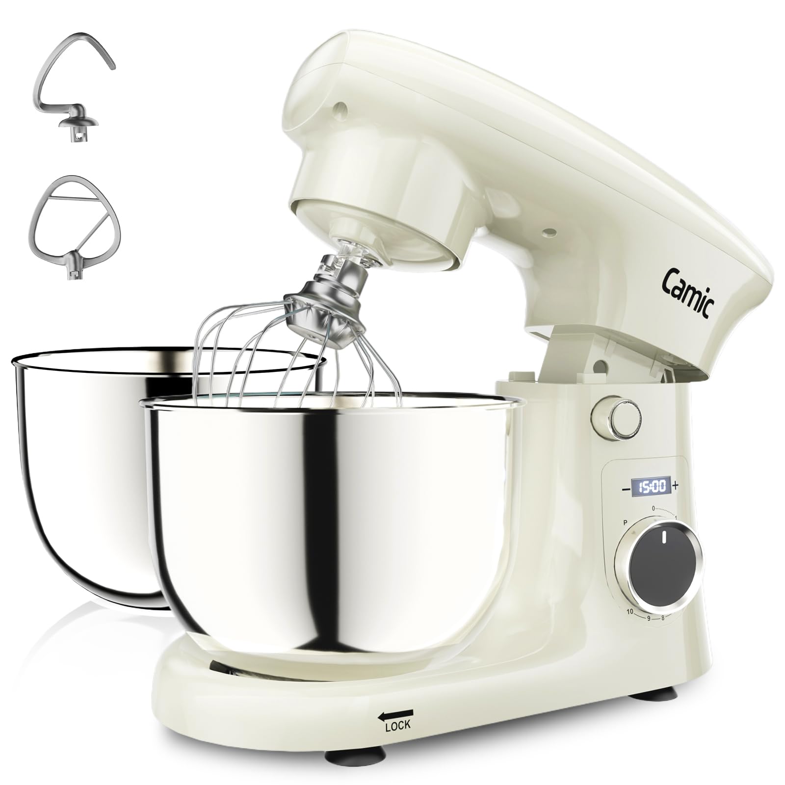 Camic batidora con dos boles de 4,2 qt y 5,3 qt para diversas mezclas.
