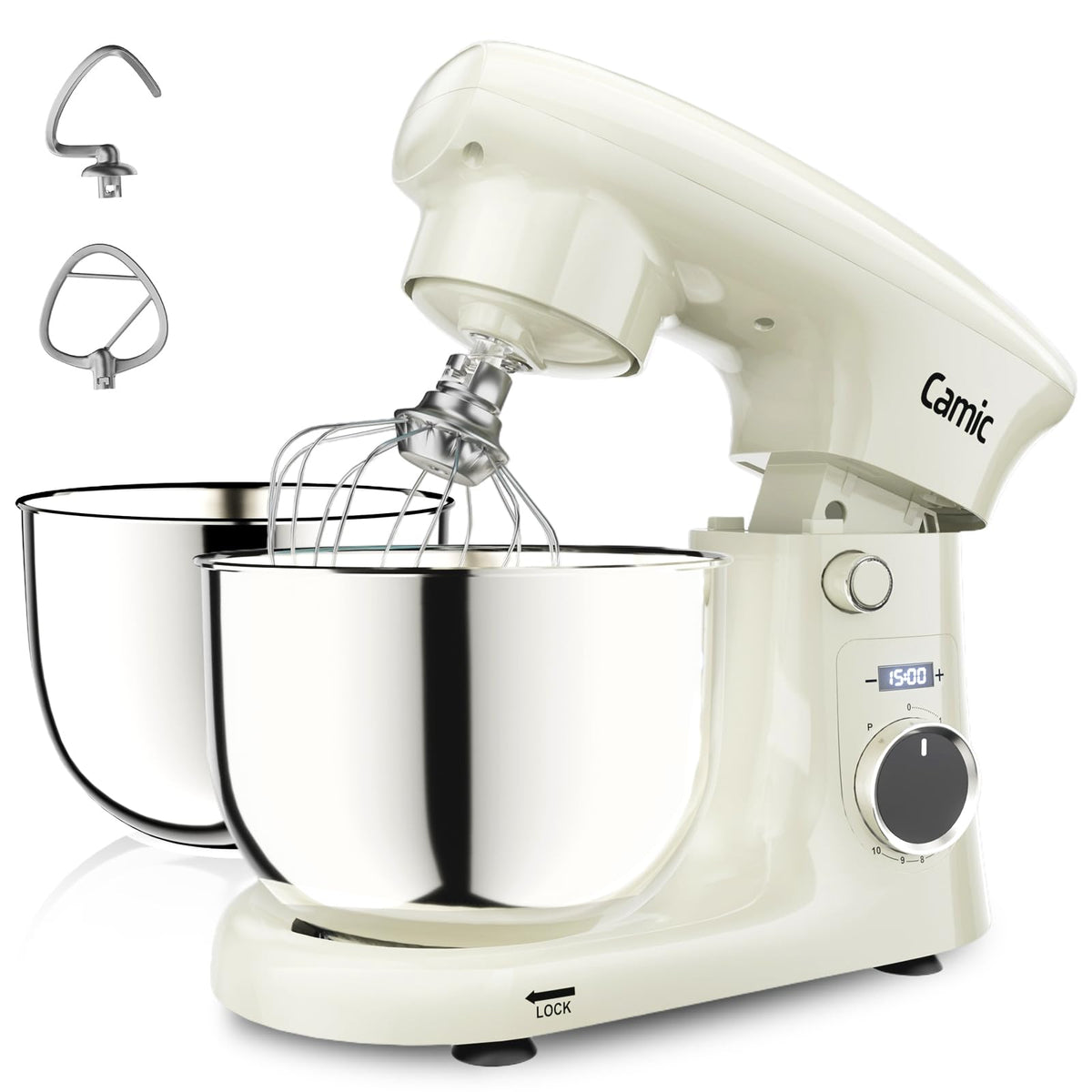 Camic batidora con dos boles de 4,2 qt y 5,3 qt para diversas mezclas.