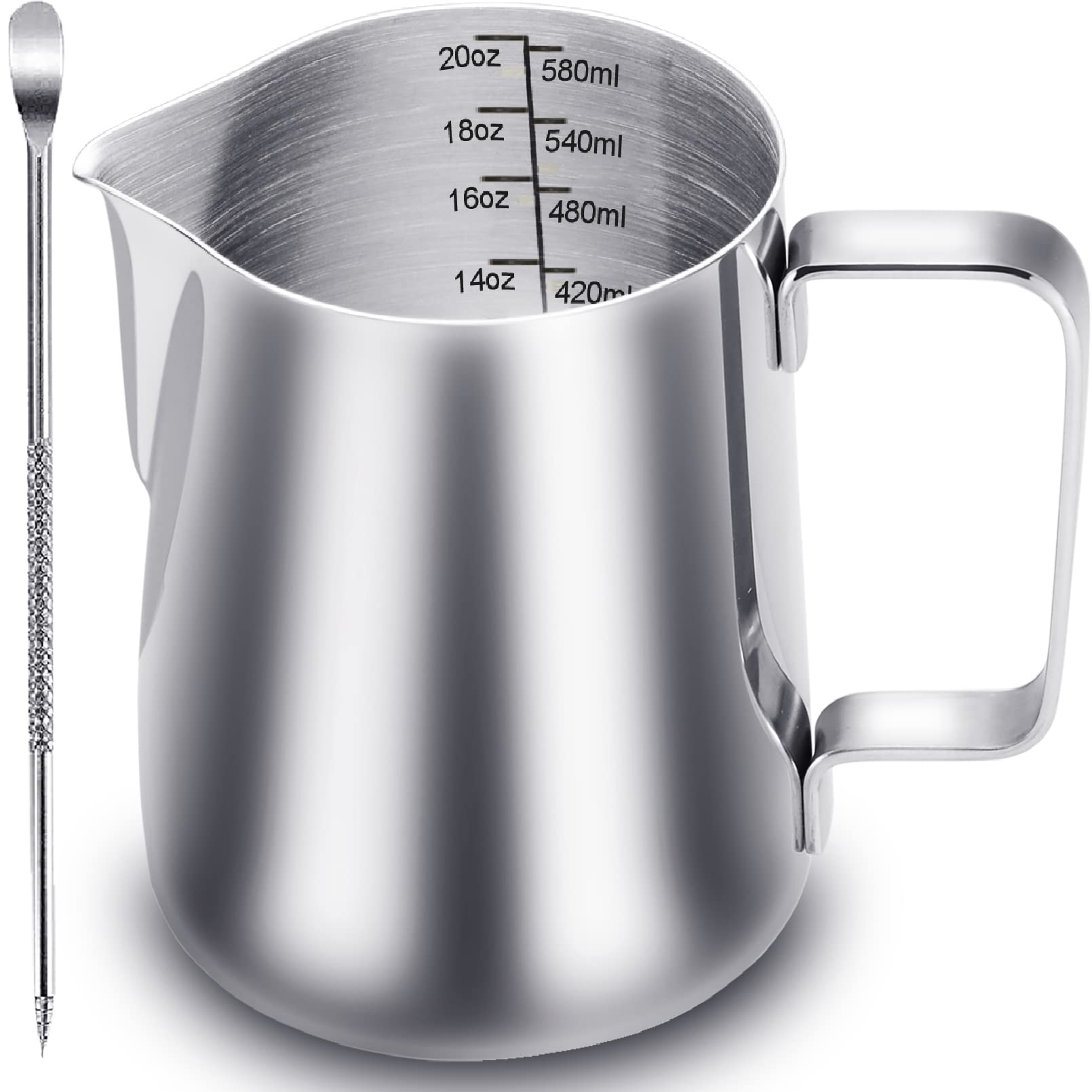 Jarra CAMKYDE para leche de 20 onzas, ideal para espumar leche en casa.