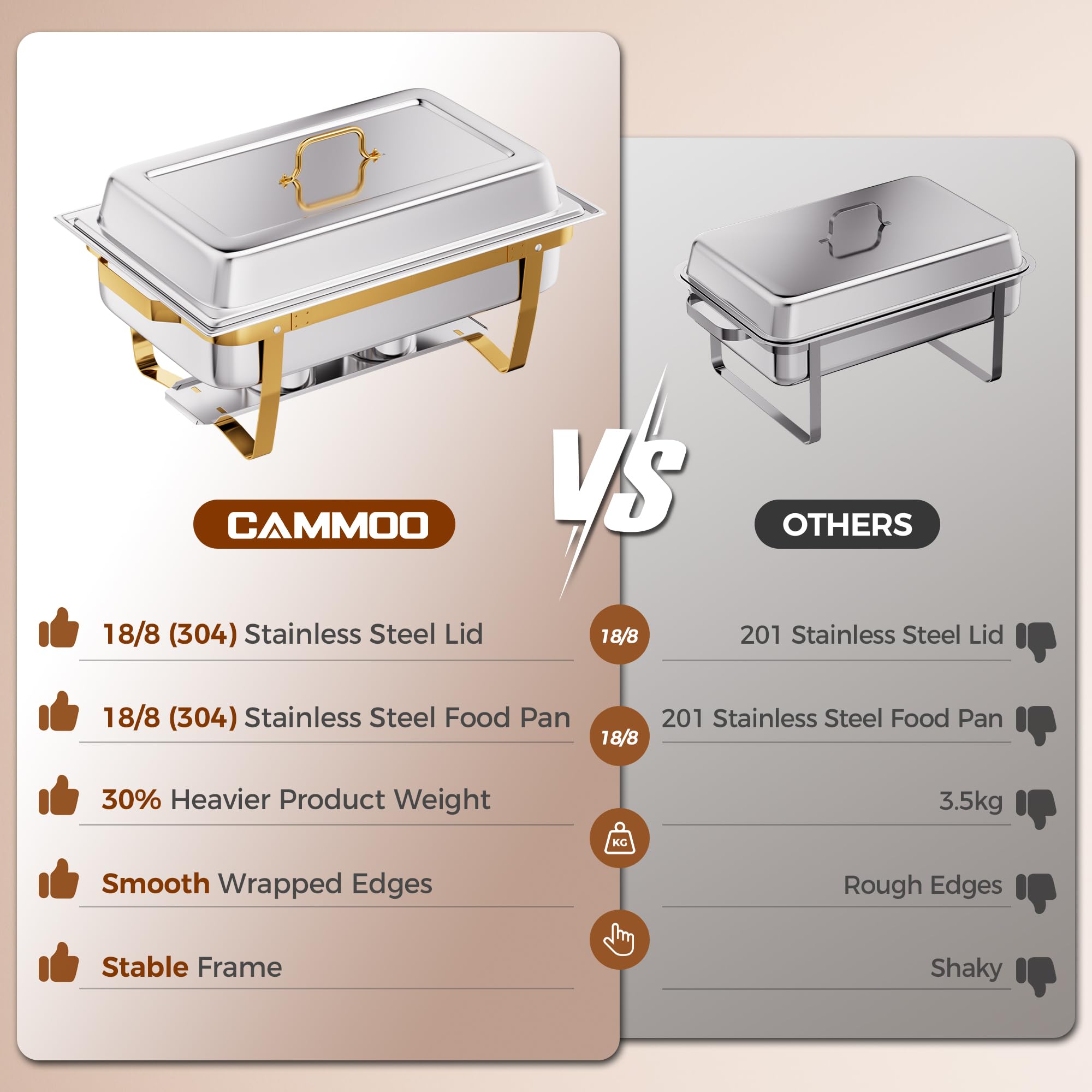 CAMMOO fuentes buffet 4 unidades, ideales para servicio en eventos