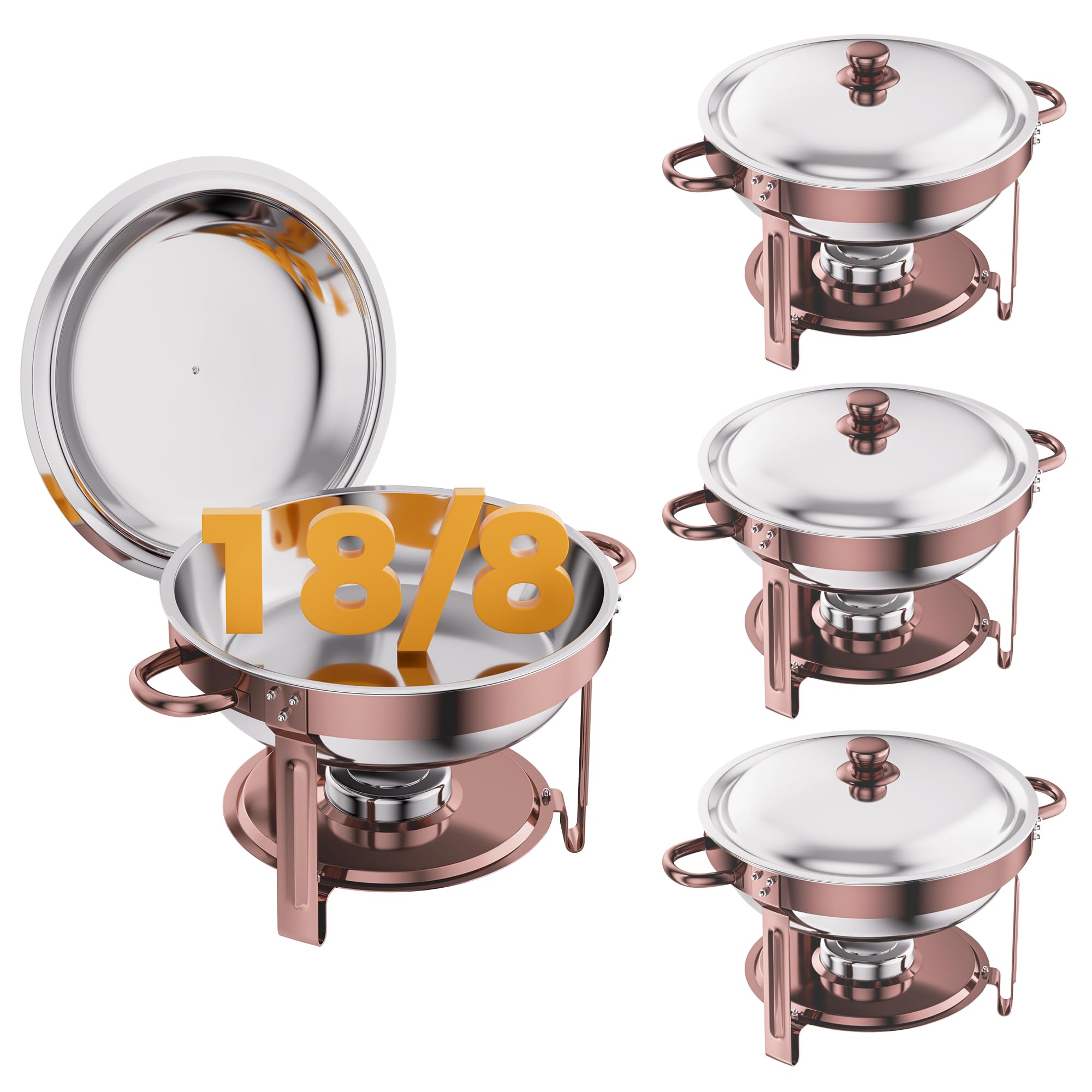CAMMOO fuente oro rosa con tapa para buffet, mantiene la comida caliente
