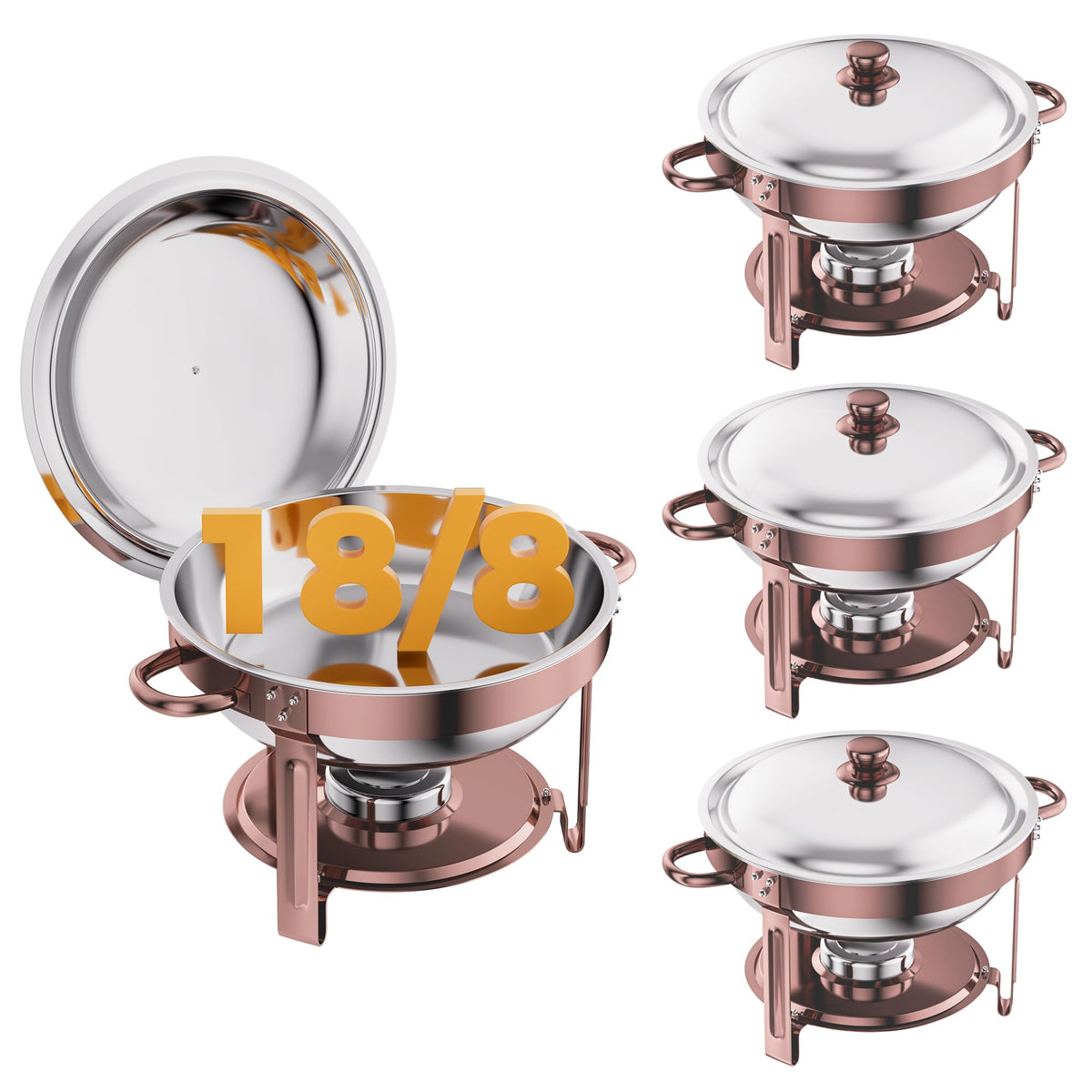 CAMMOO fuente oro rosa con tapa para buffet, mantiene la comida caliente