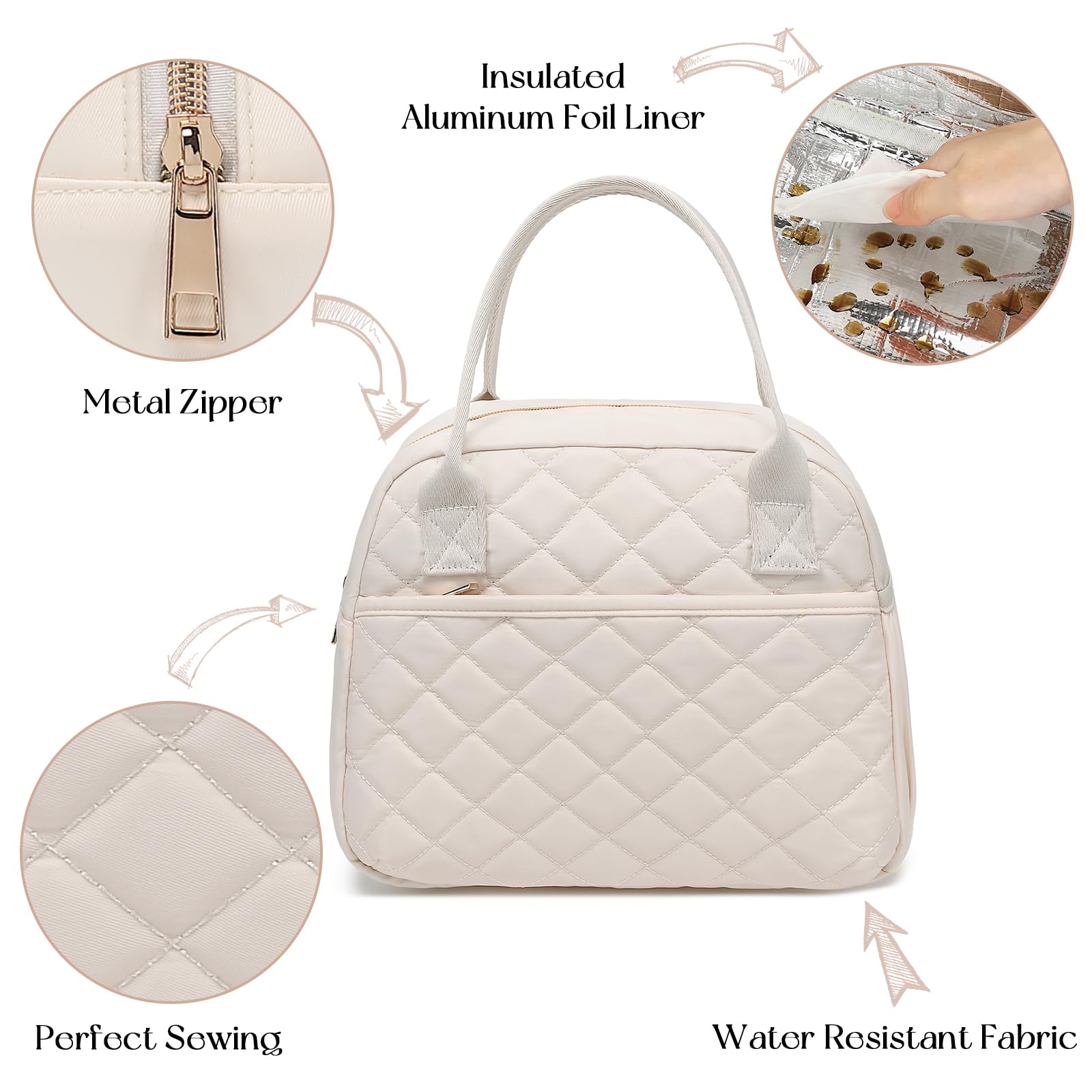 CAMTOP Bolsa de almuerzo, diseño acolchado y elegante