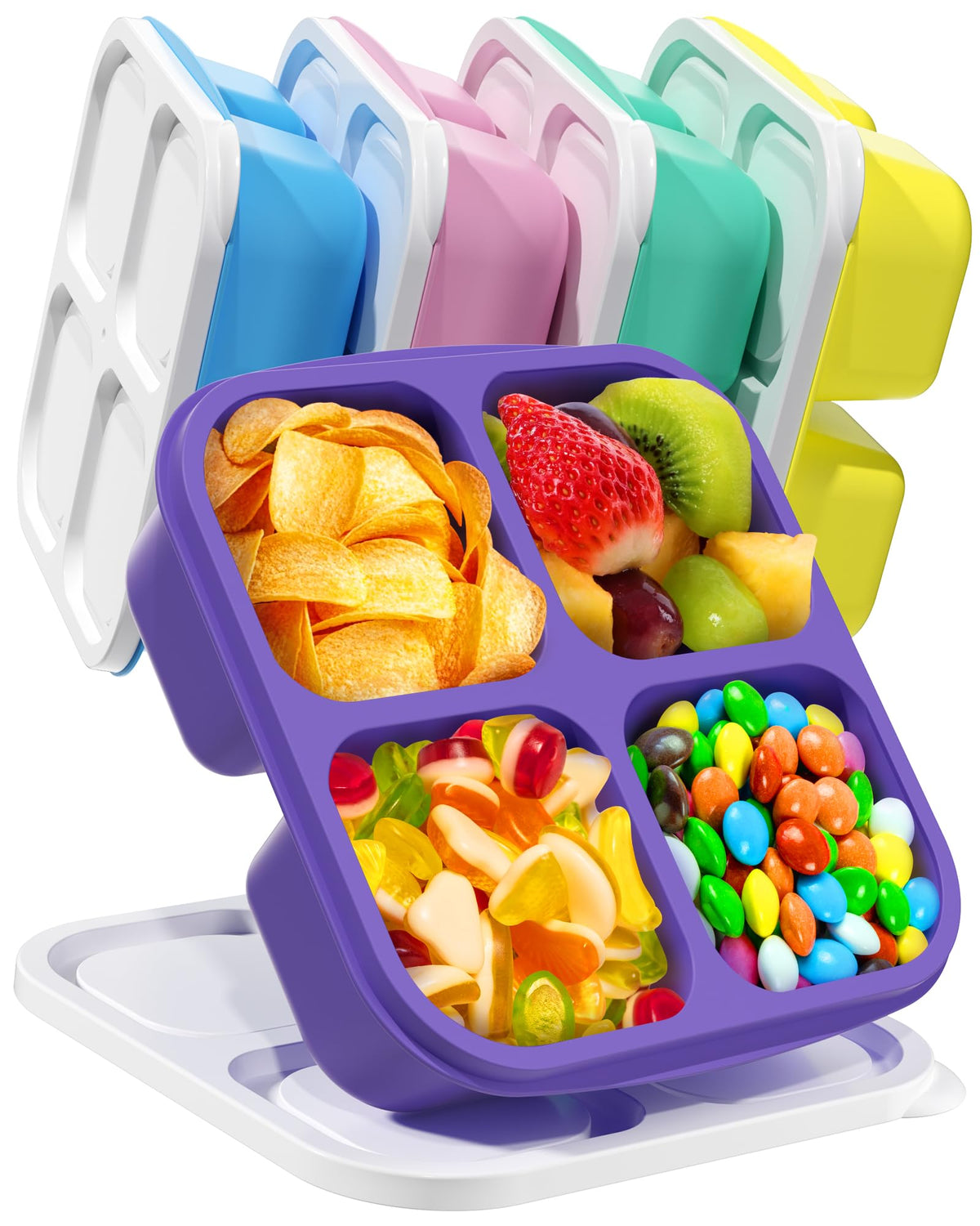 Canfanni Bento con 4 secciones, ideal para separar comidas en la mochila.