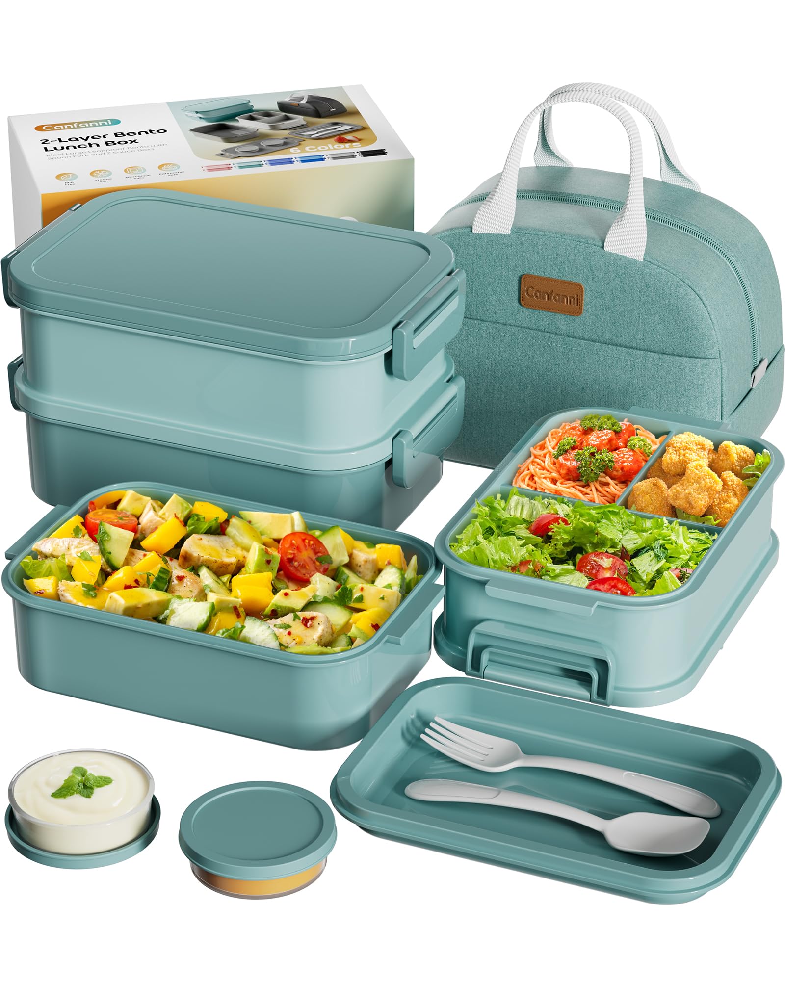 Canfanni Bento Box de gran capacidad 74oz para comidas completas en una sola caja.