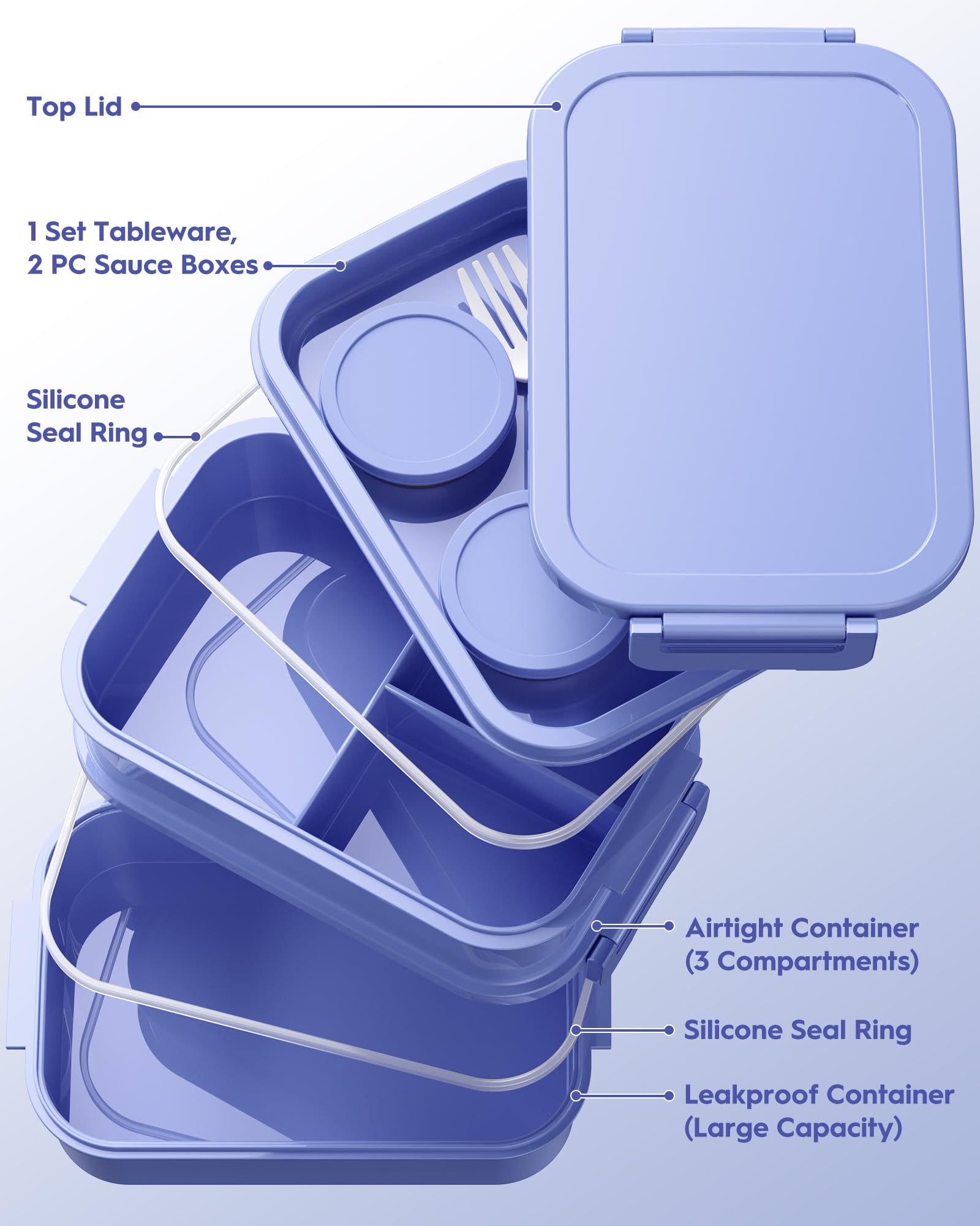 Canfanni diseño triple apilable facilita organización de comidas.