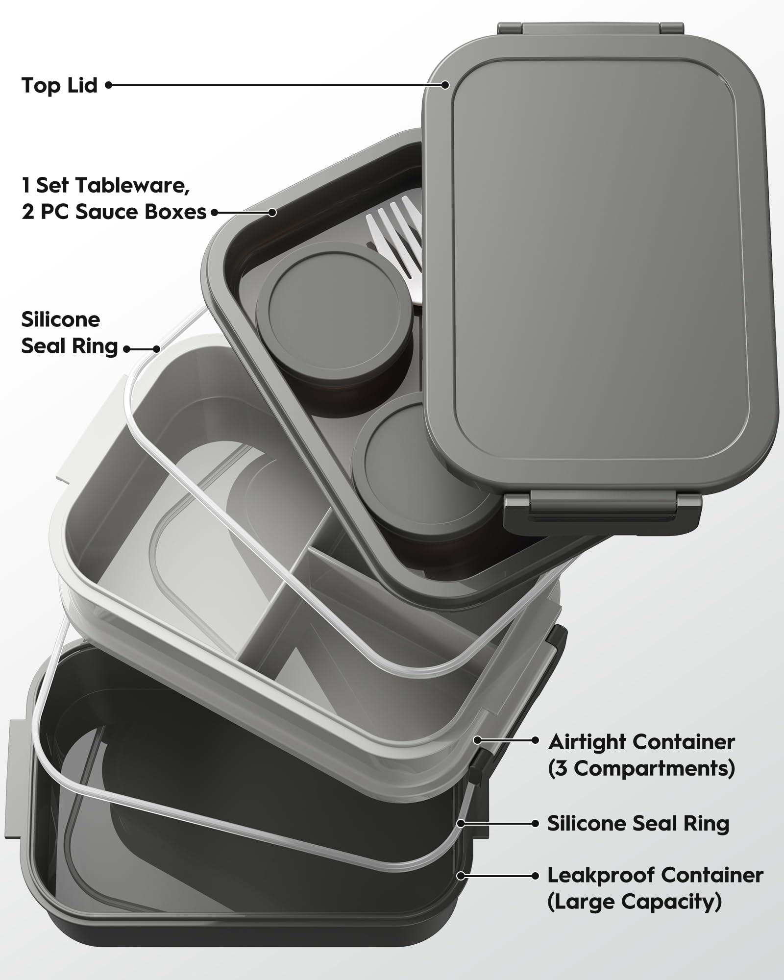 Canfanni Bento, diseño 3 niveles apilables para organizar platos.