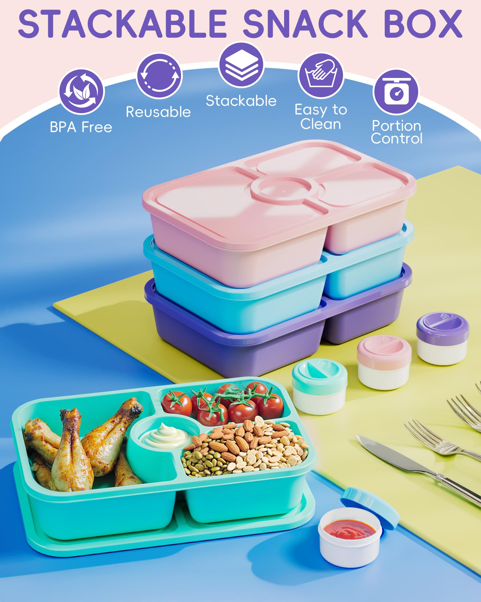 Canfanni caja de almuerzo apta para microondas y lavavajillas