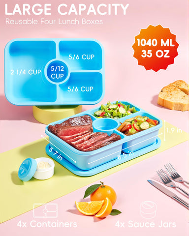 Canfanni caja de almuerzo con tapas integradas para salsas seguras