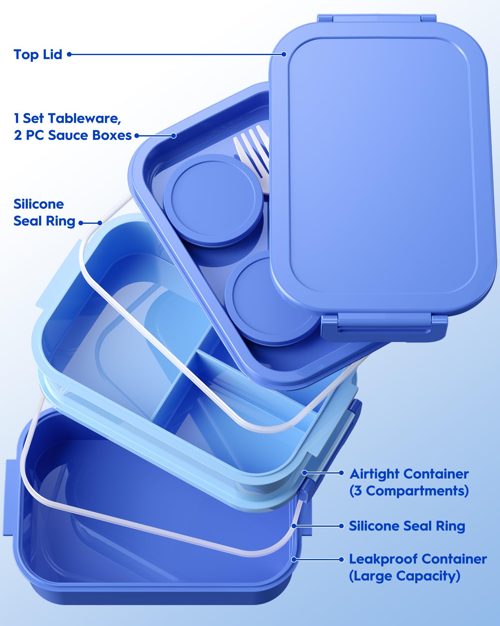 Canfanni Bento Box con tres niveles apilables para organizar comidas