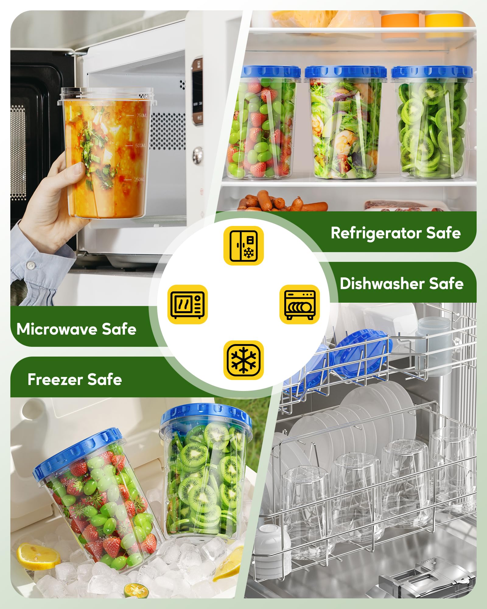 Canfanni: contenedores 33oz transparentes para ver porciones fácilmente