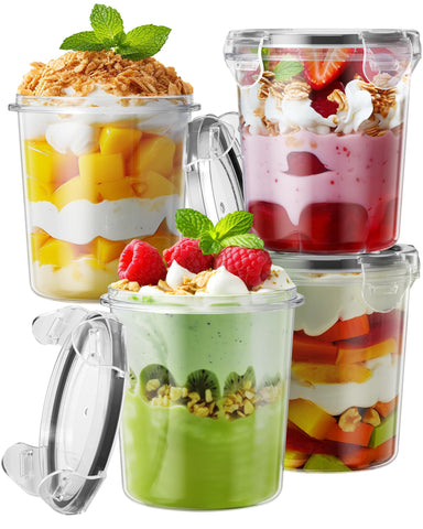 Canfanni conjunto de cuatro recipientes para avena nocturna y llevar