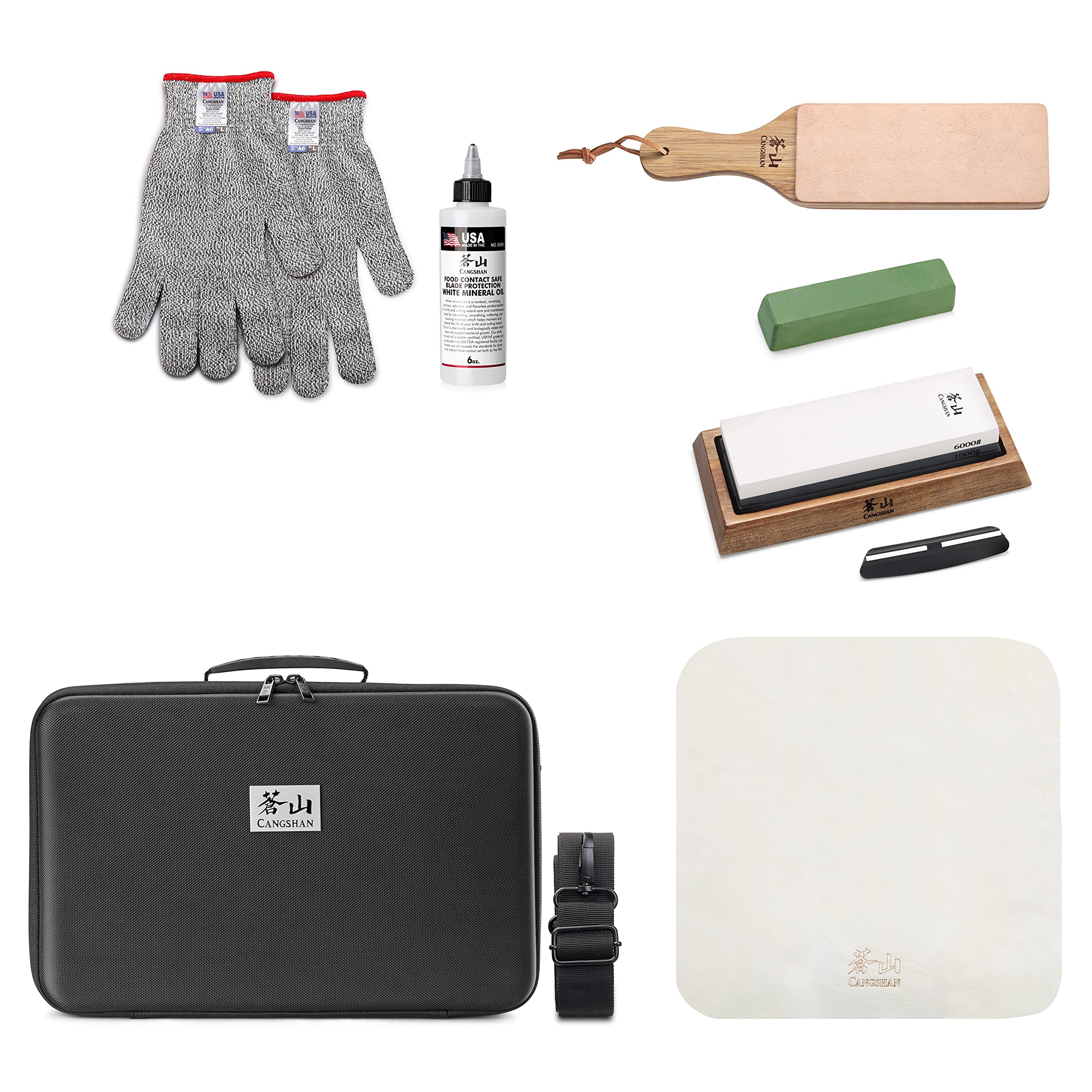 Cangshan kit cuidado afilado cuchillos 7 piezas para mantenimiento diario
