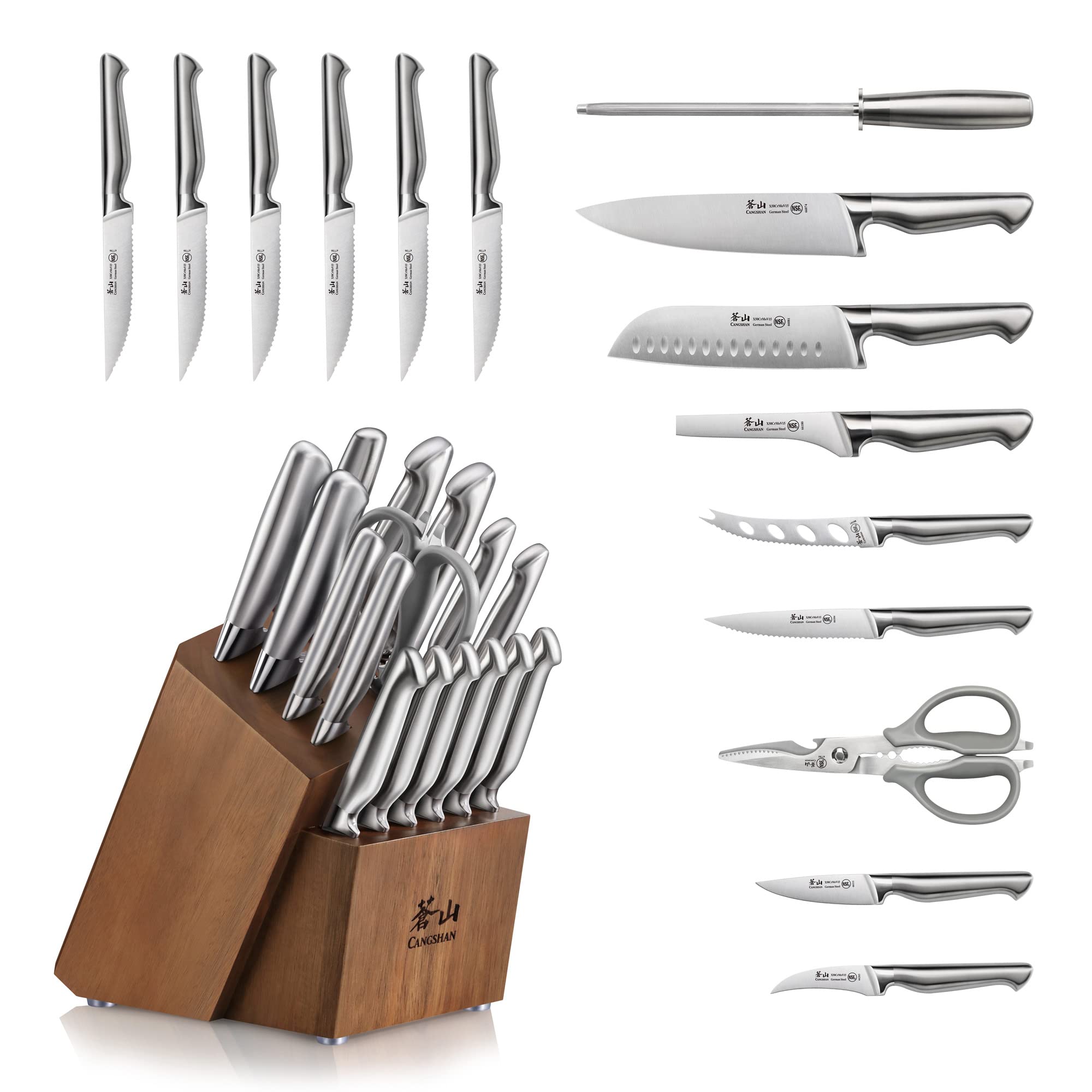 Cangshan Sanford 1027051: cuchillo chef 8 pulgadas, filo preciso para preparaciones diarias