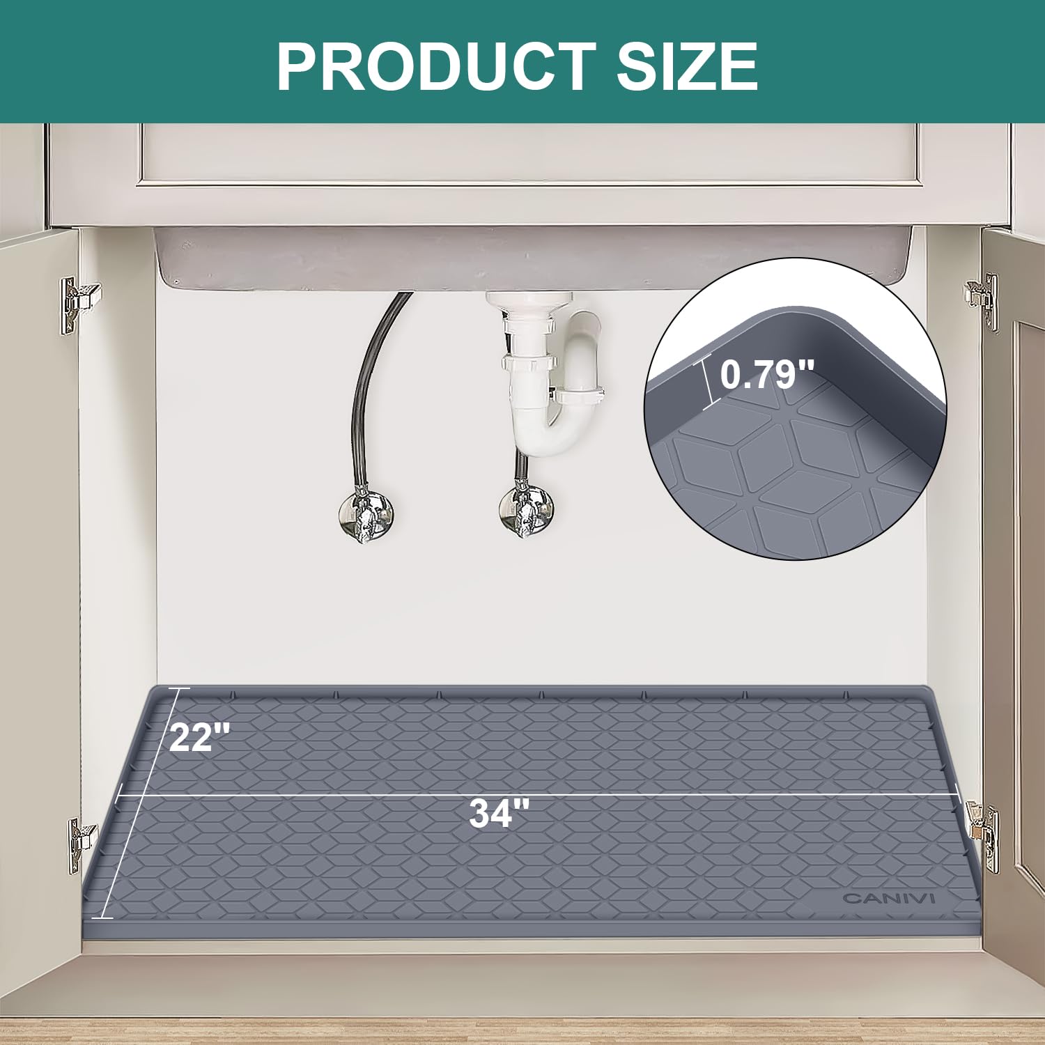Canivi mat silicona impermeable 34x22: resistente al agua para estantes y pisos.