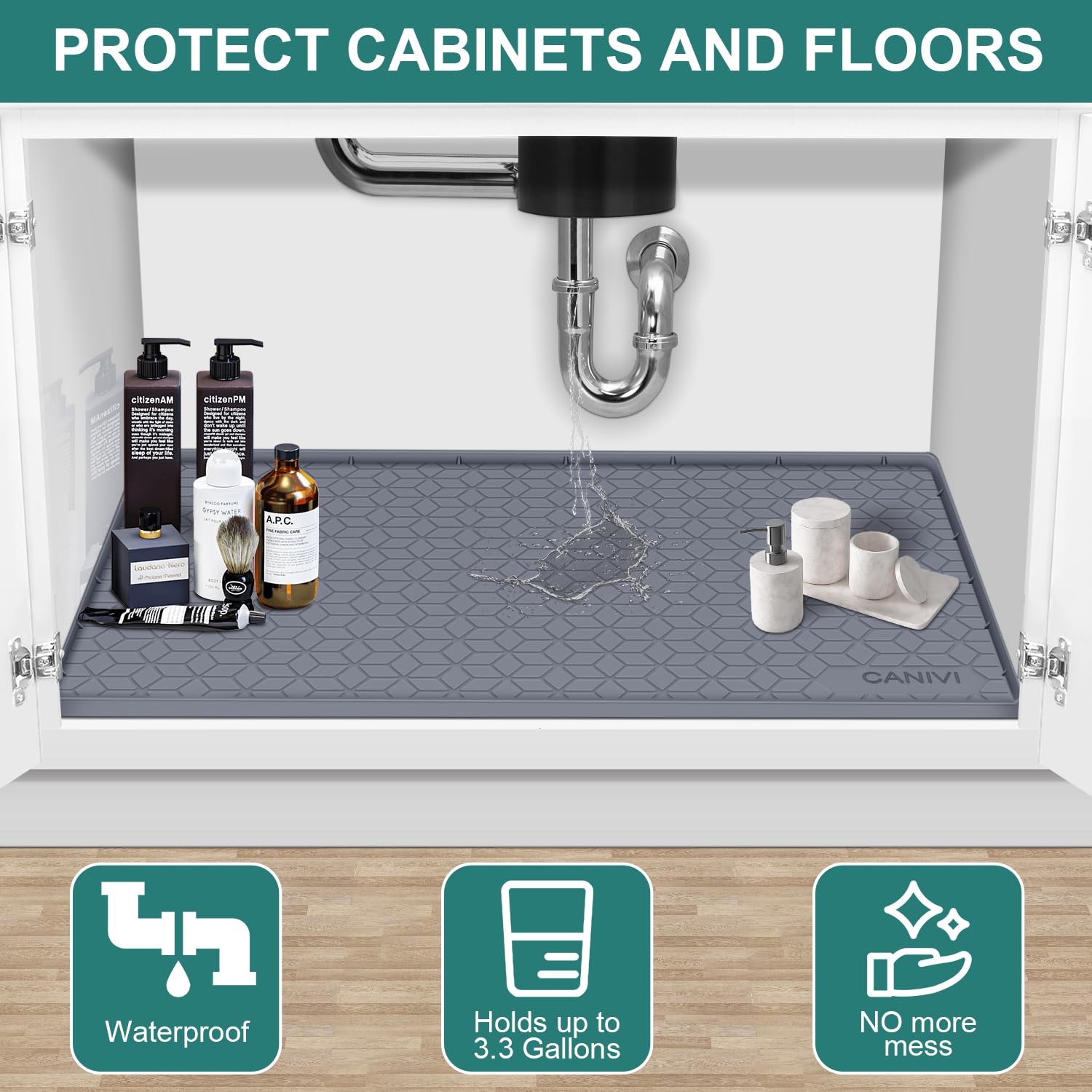 Canivi mat de uso múltiple: perfecto para cocina y lavandería, organiza y protege.