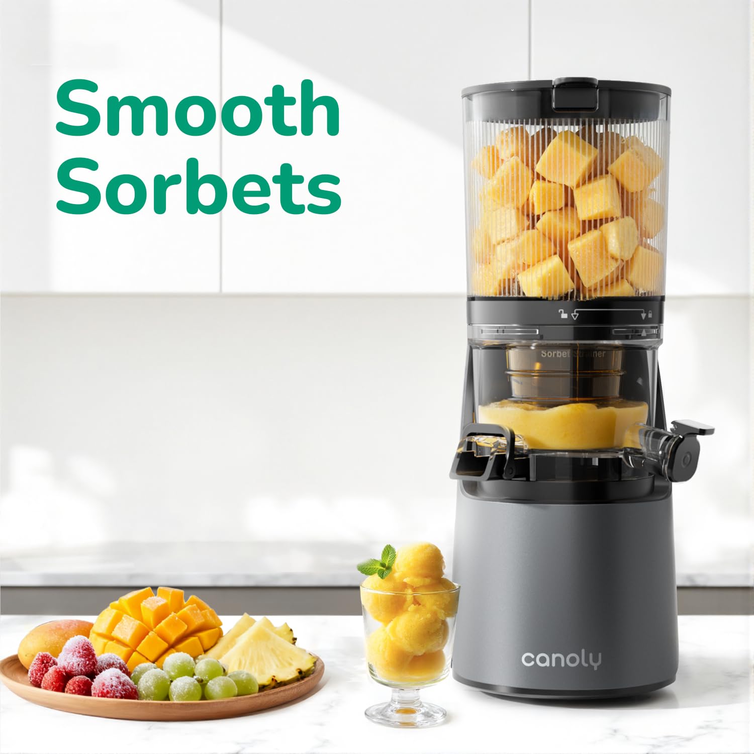 Canoly C16 filtro sorbet, sorbet suave a partir de frutas congeladas.