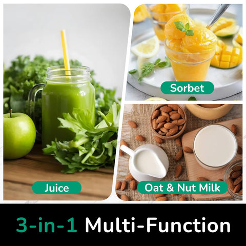 Canoly C16 sistema 3 en 1 para jugos, sorbetes y leche vegetal.