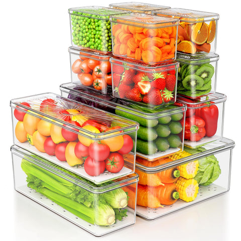 Cantami 13 piezas de organizadores para frigorífico con tapas para ordenar frutas y verduras