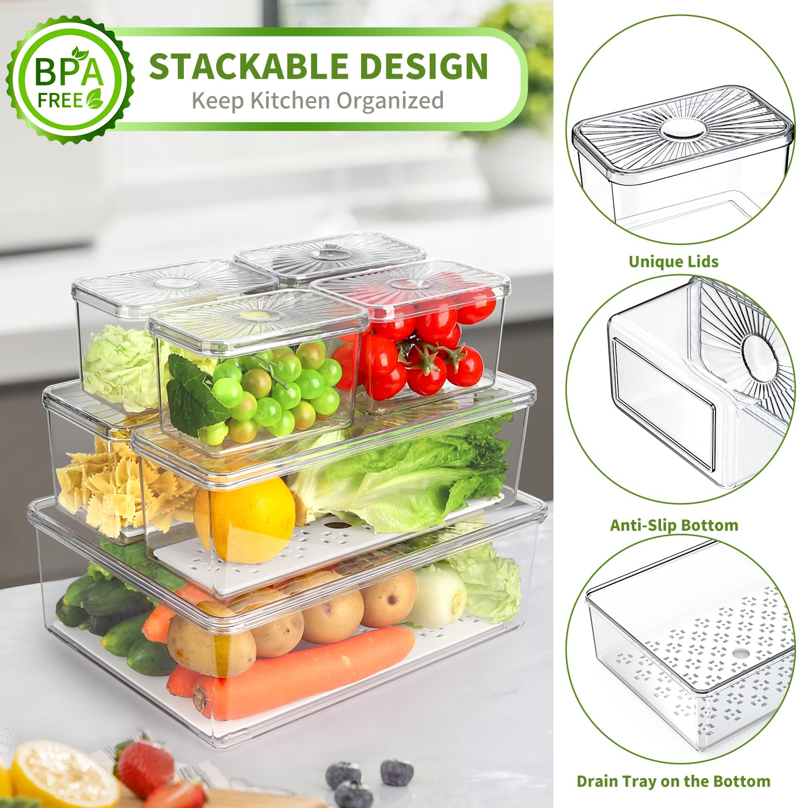 Cantami organizadores para frigorífico con diseño apilable para optimizar el espacio