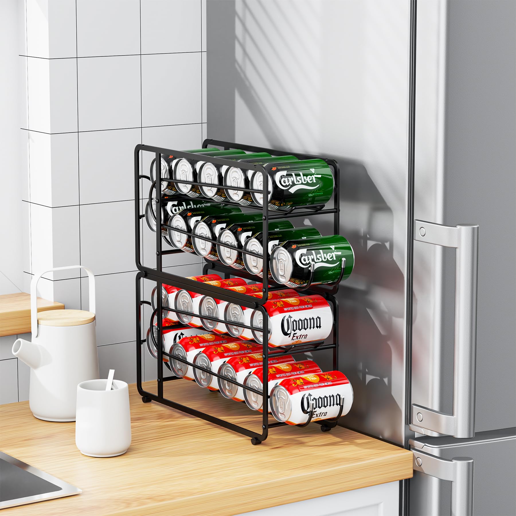CANYAVE dos-unidades-organizador-latas-12oz, ahorro de espacio en la despensa.
