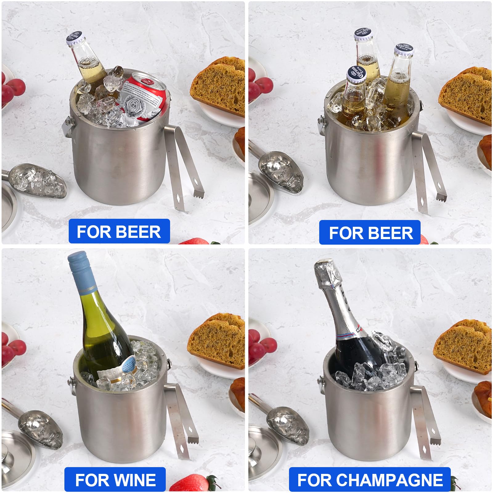 CAOANTRY cubo de acero inoxidable 2 litros ideal para cócteles y fiestas