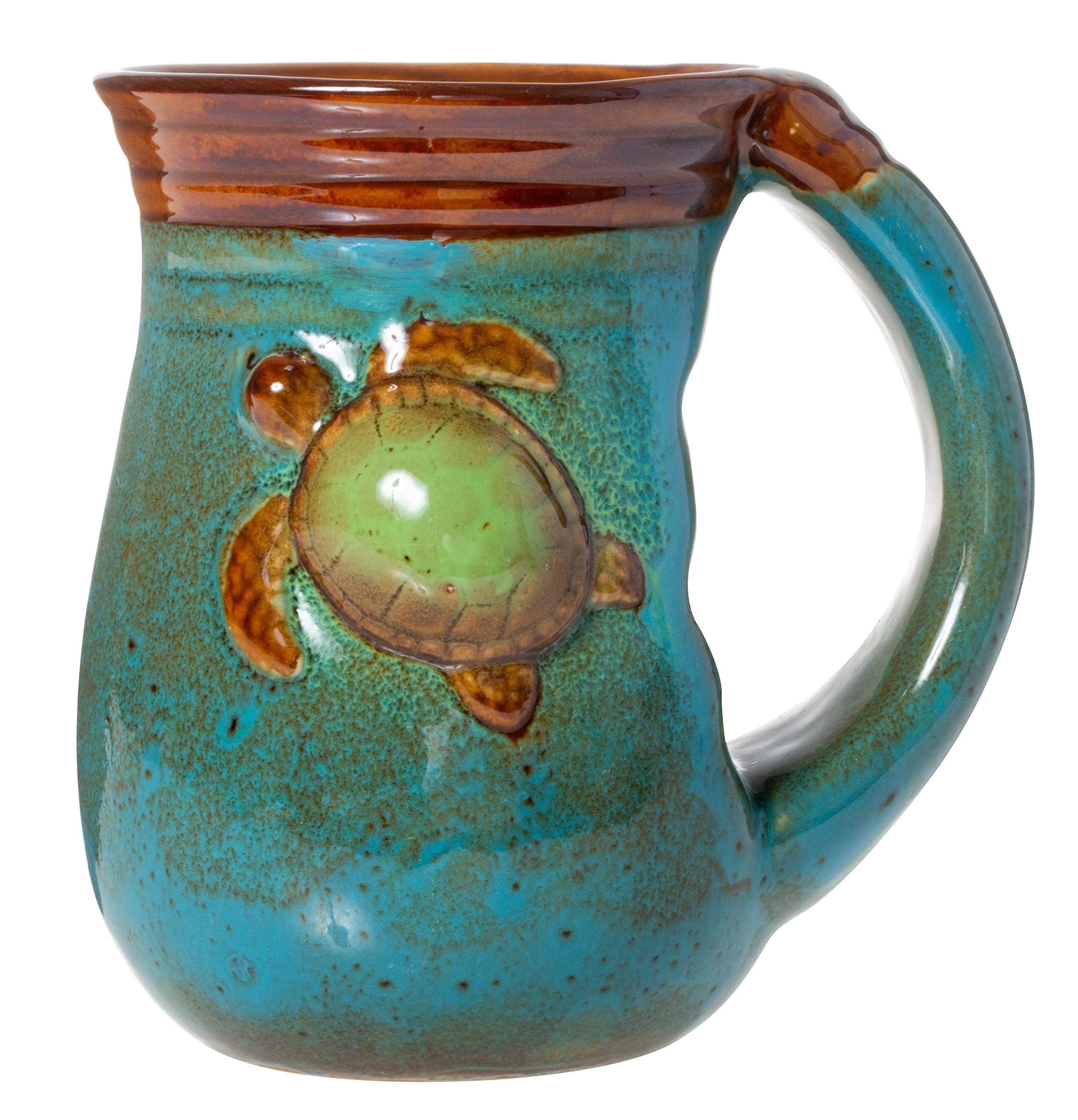 Cape Shore Taza Calienta-Manos 18oz con tortuga, ideal para mañanas frías.