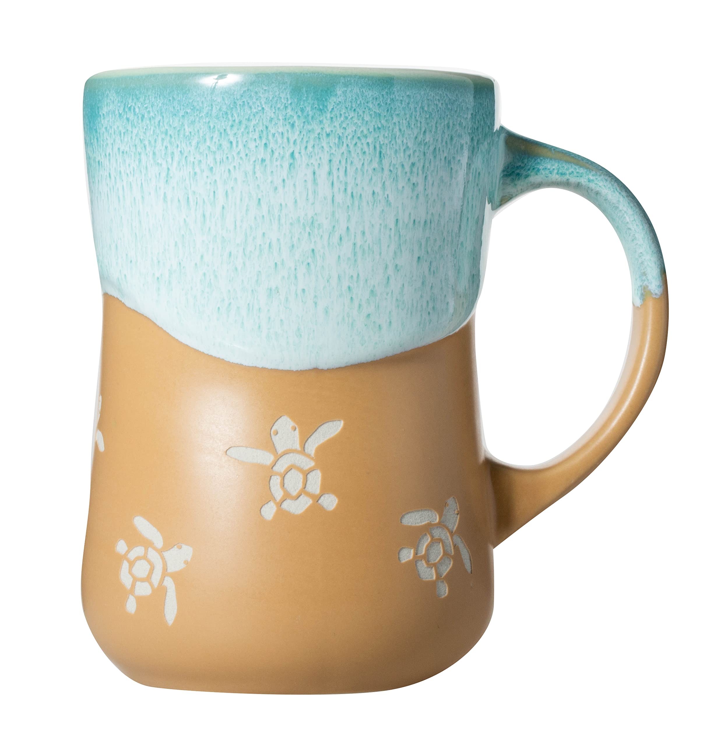Cape Shore taza-onda-tortuga: perfecta para bebidas calientes o frías y decorar con estilo oceánico.