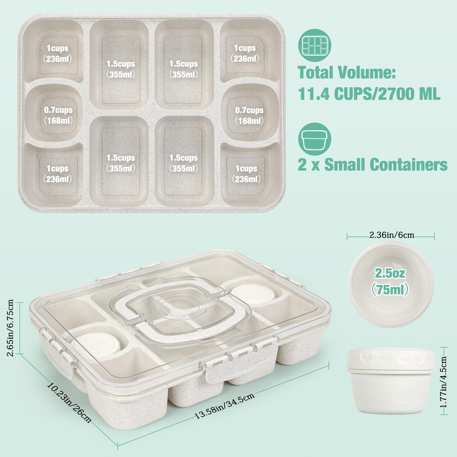 Caperci Bandeja apta para lavavajillas, sellos de silicona removibles, fácil limpieza.