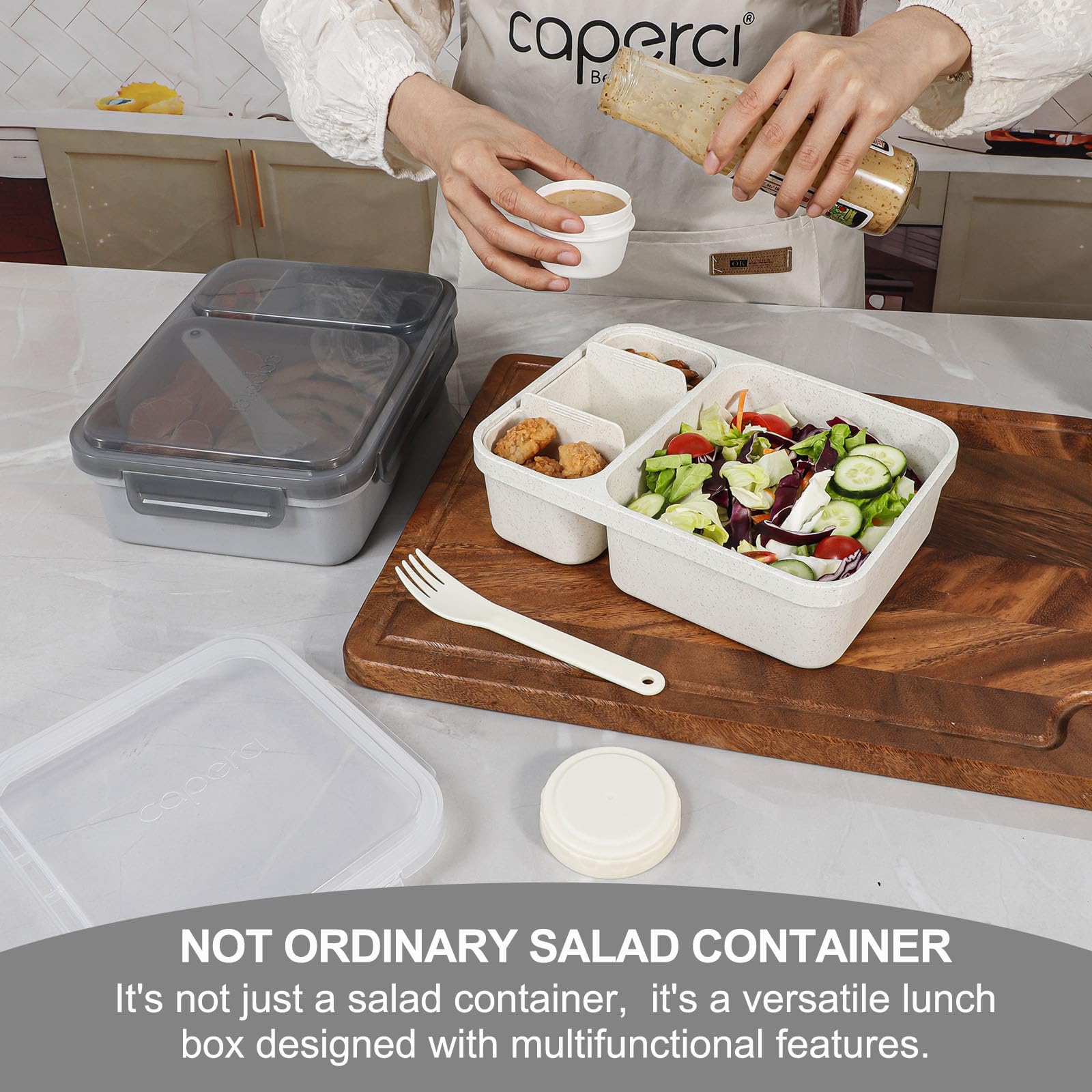 Caperci: bandeja de toppings removible con tres secciones para toppings variados.