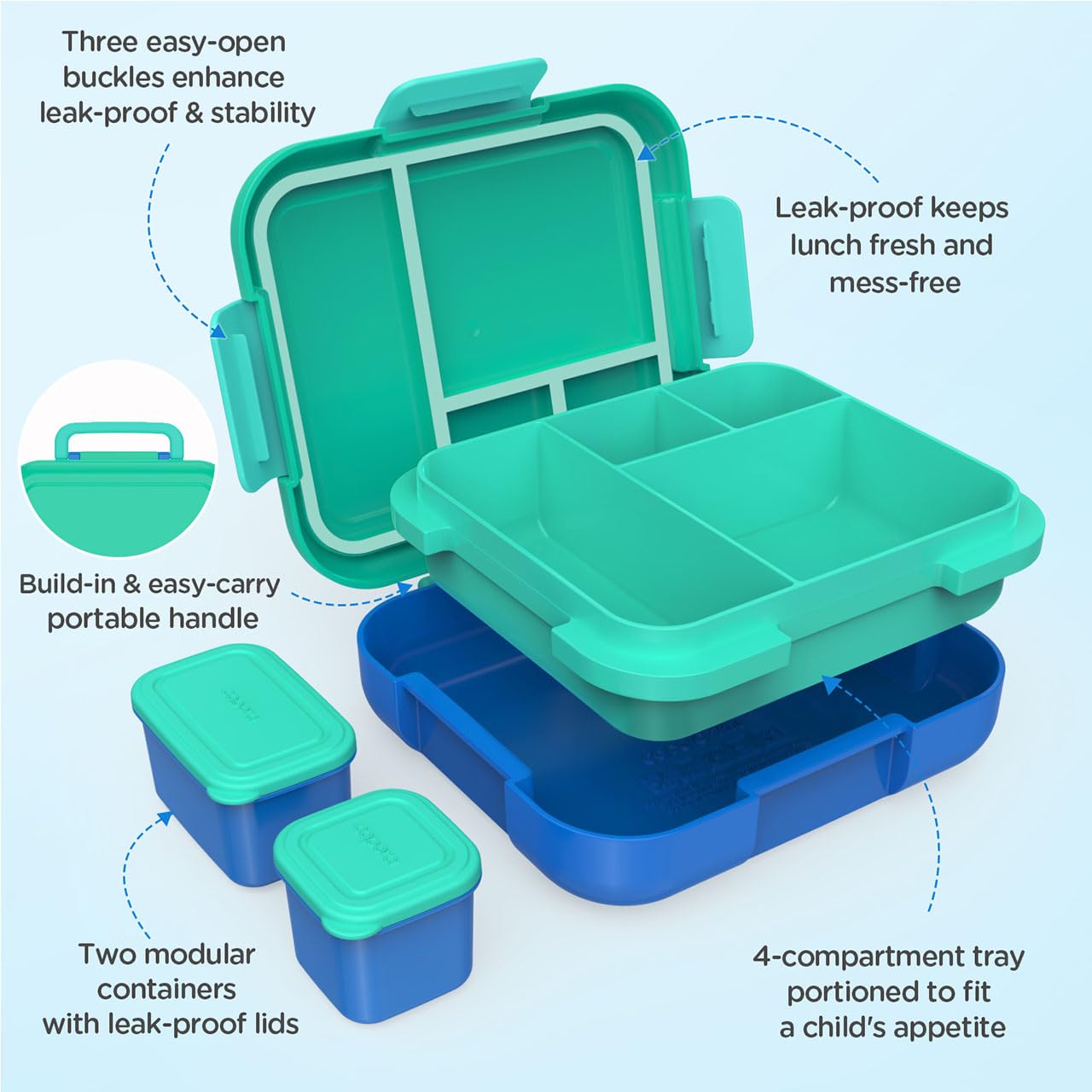 Caperci bento con asa portable: fácil llevar a la escuela o paseo.