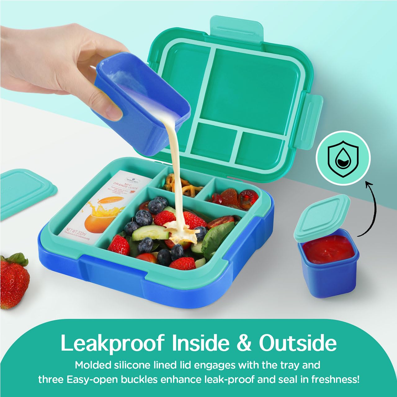 Caperci bento de cuatro compartimentos: comida variada en una caja.