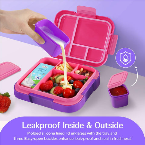 Caperci Bento de 4 compartimentos, distribución clara para comidas balanceadas