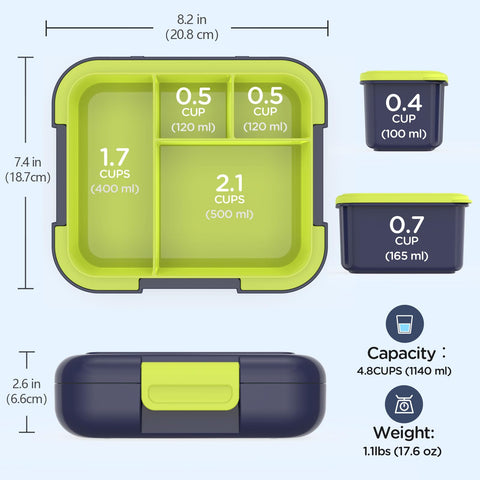 Caperci Bento Niños Marina, contenedores modulares para comidas variadas.