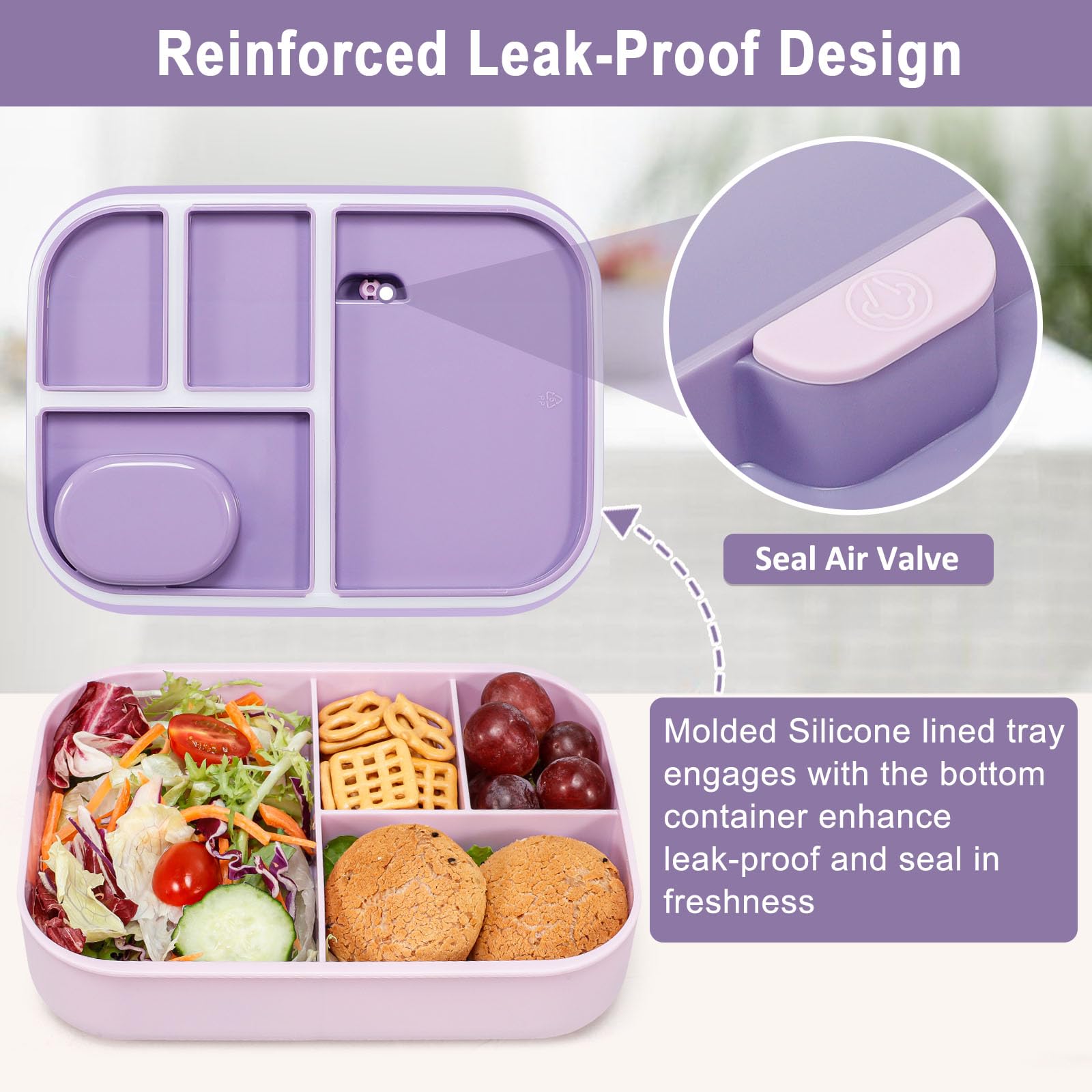 Caperci Bento sin BPA, materiales duraderos para uso diario.