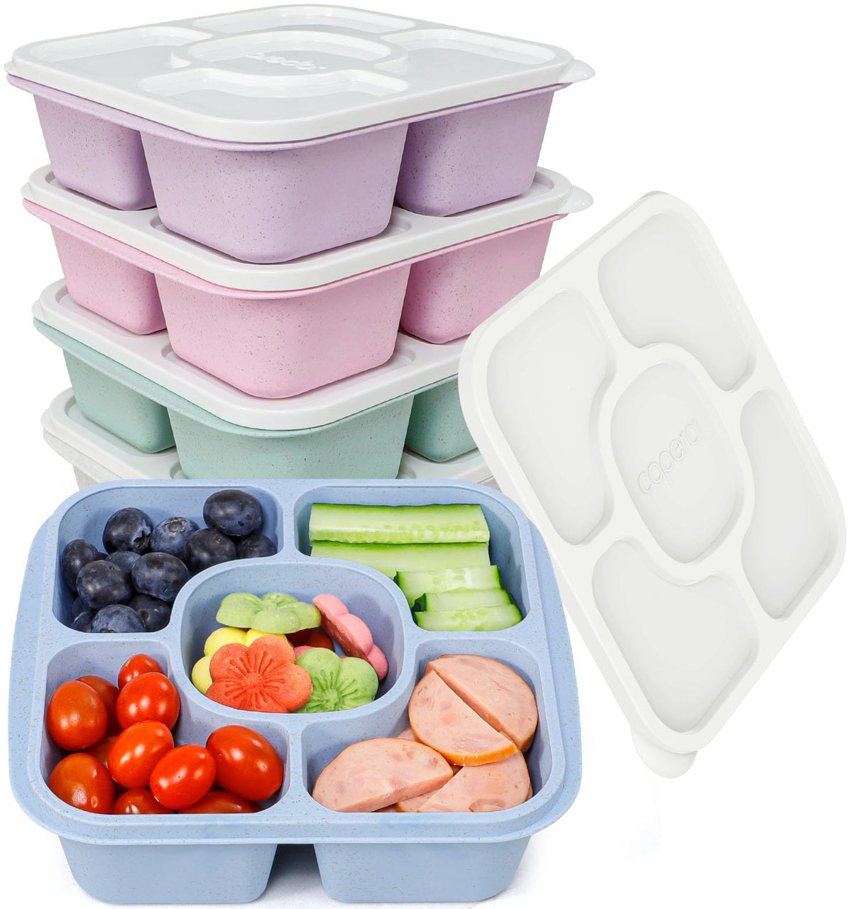 Caperci caja para meriendas con 5 compartimentos, ideal para organizar aperitivos variados