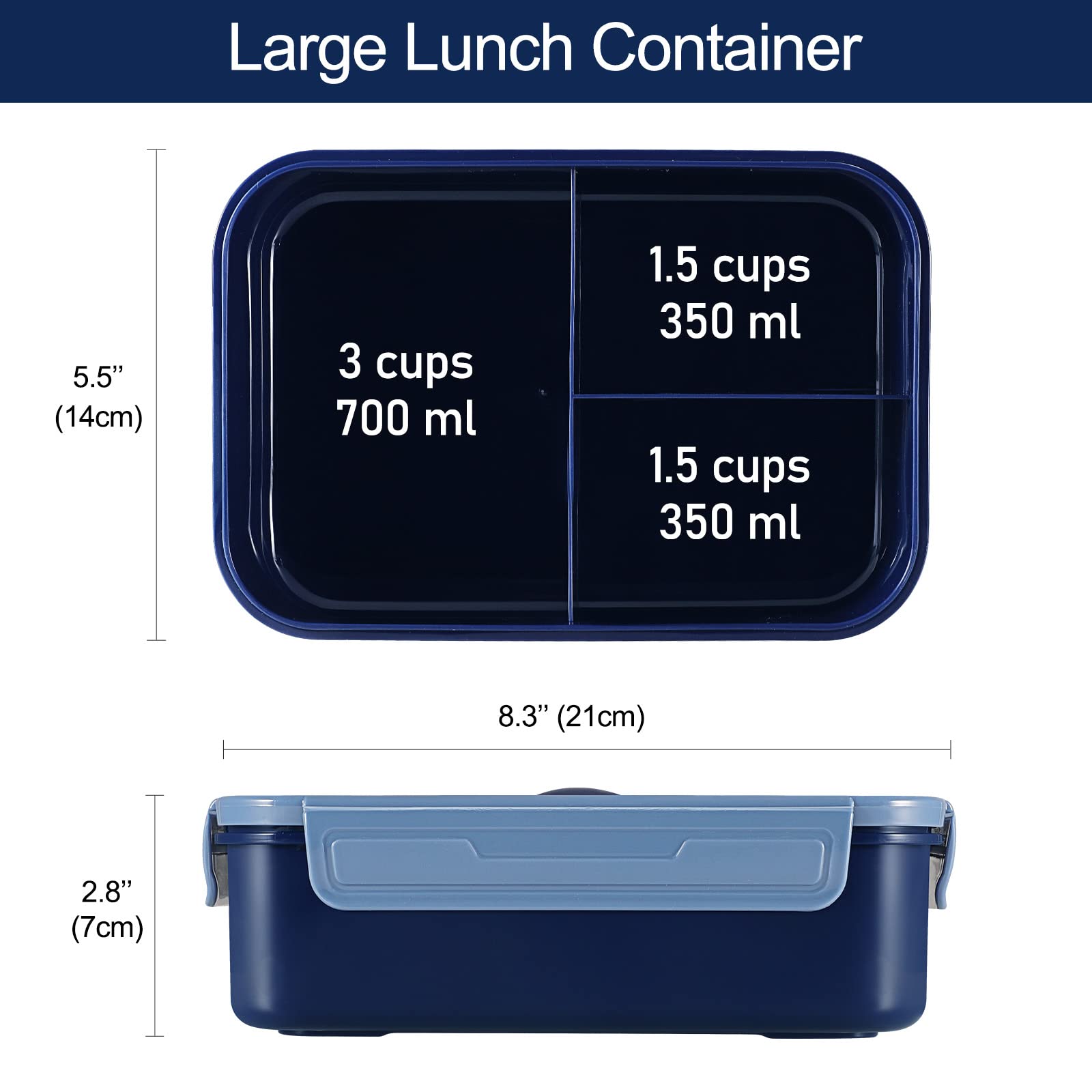 Caperci lonchera 47 onzas de capacidad para comidas completas.