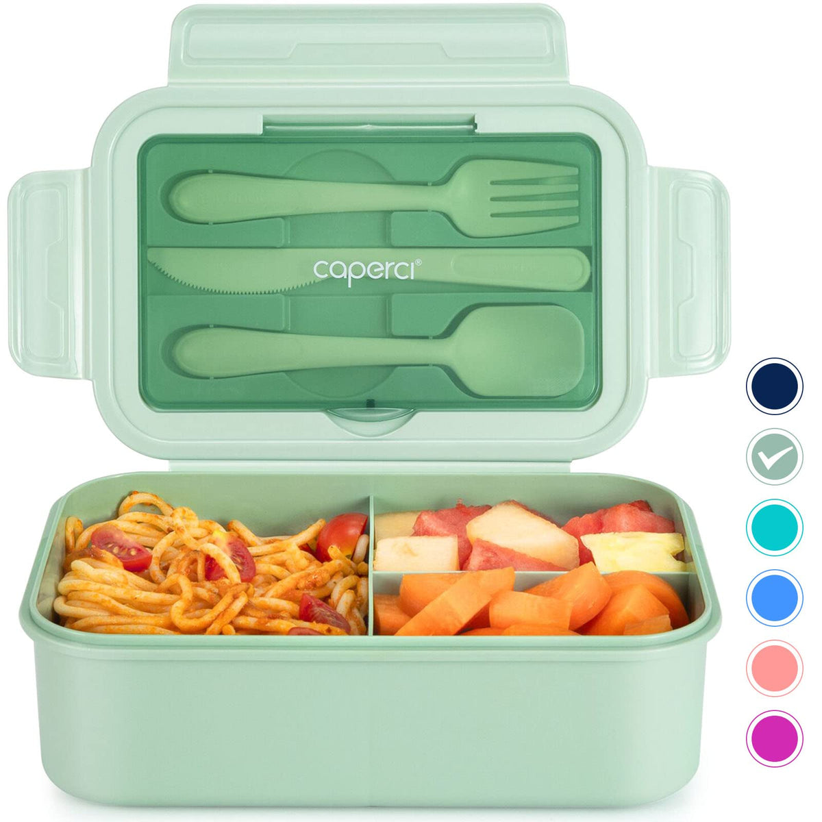 Caperci Classic lunch box con tres compartimentos para comidas balanceadas.
