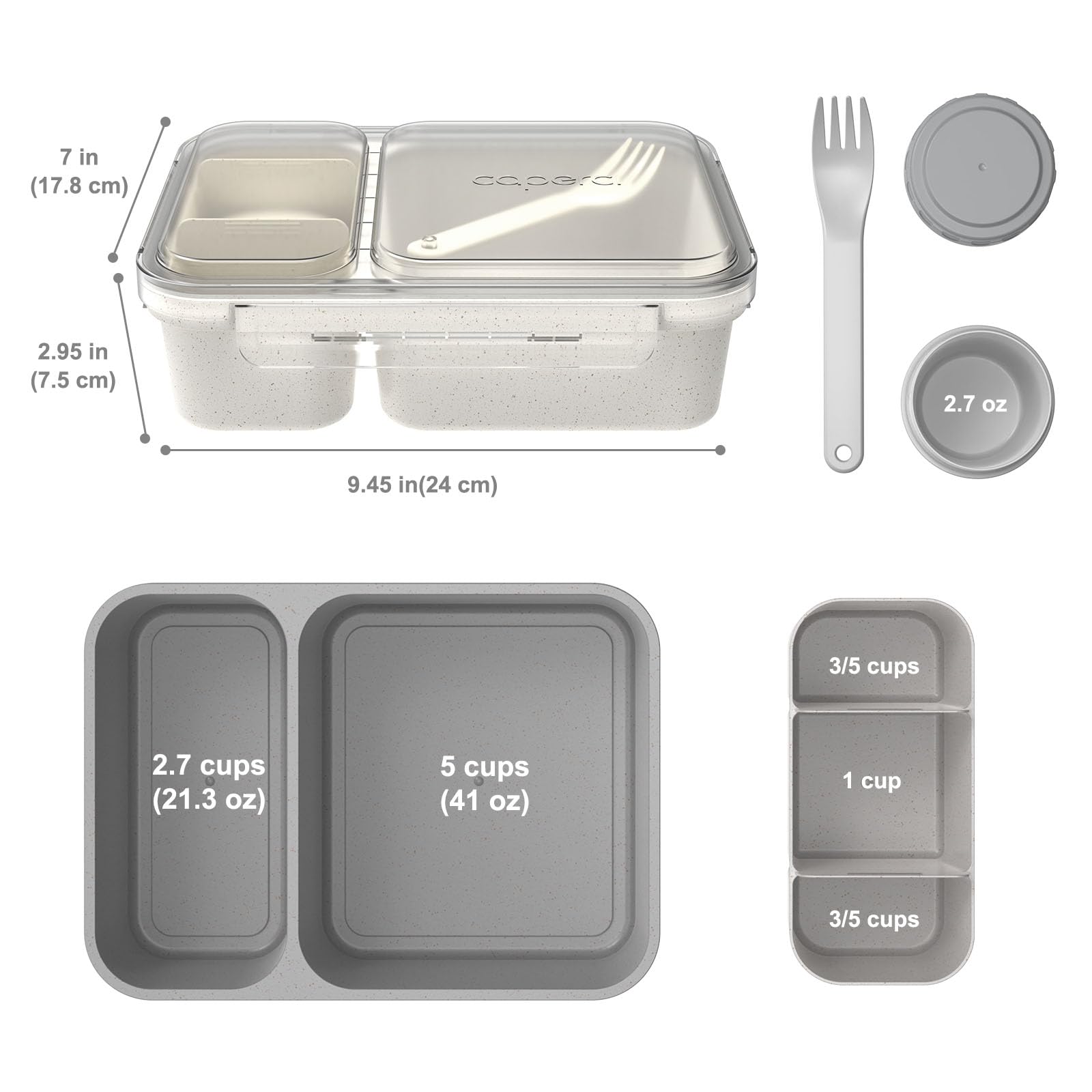 Caperci: conjunto de dos contenedores prácticos para almuerzos completos.