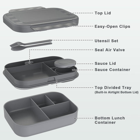 Contenedor de salsa integrado de Caperci Bento para sabores separados