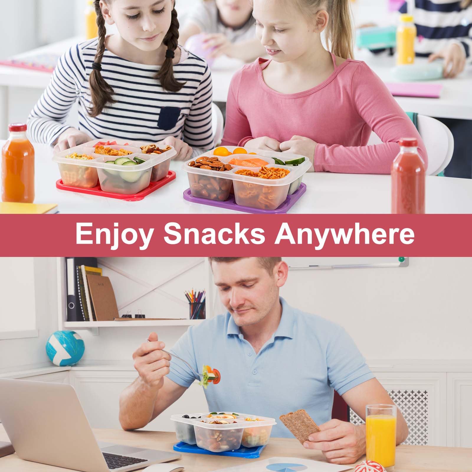 Caperci contenedor snack Bento 5 compartimentos uso diario liviano
