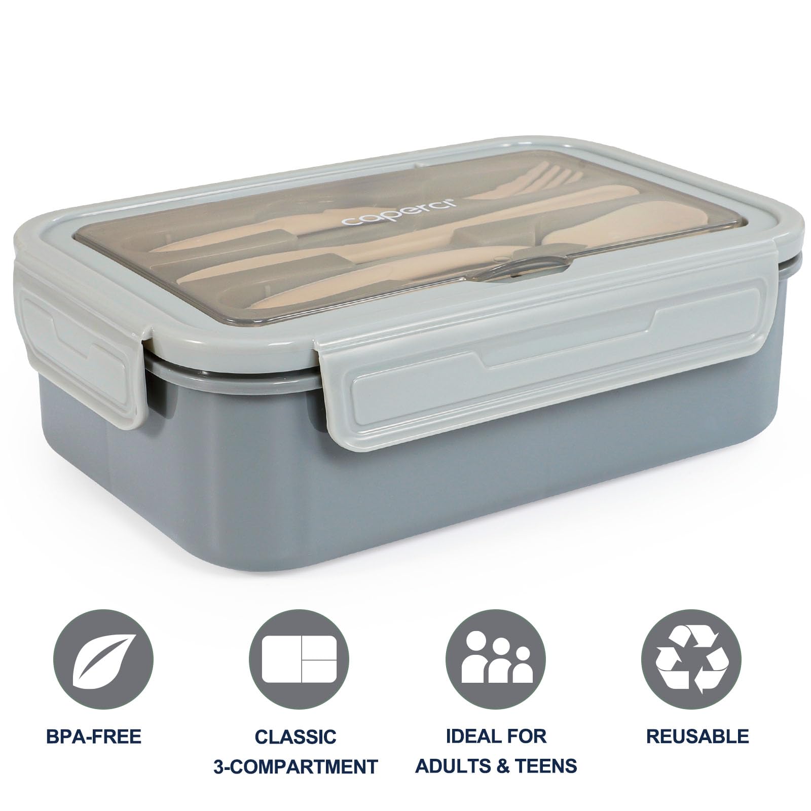 Caperci con utensilios integrados para comer sobre la marcha
